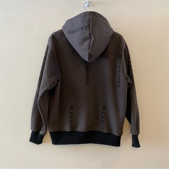 Pleasures Now Gray Black Spellout Pullover Hoodie Sweatshirt Size Small - Picture 4 of 9